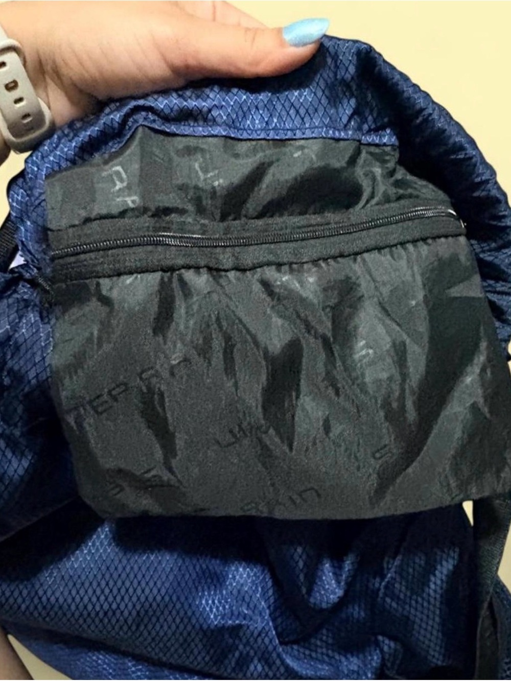 Navy Drawstring Gym Backpack Bag - Picture 2 of 2